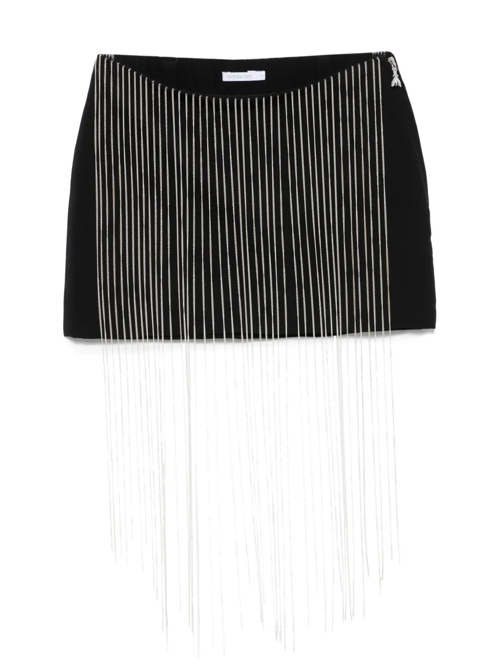Patrizia Pepe Rhinestone-embellished Fringe Mini Skirt In Black