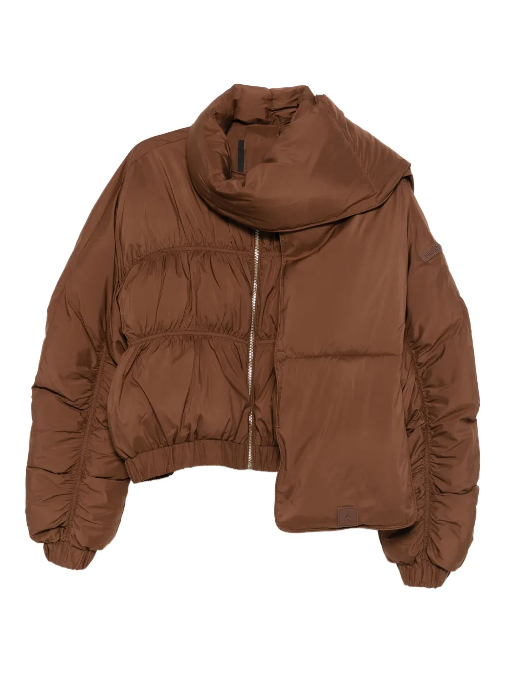 Patrizia Pepe quilted detachable-scarf jacket - ブラウン Patrizia Pepe quilted detachable-scarf jacket - ブラウン