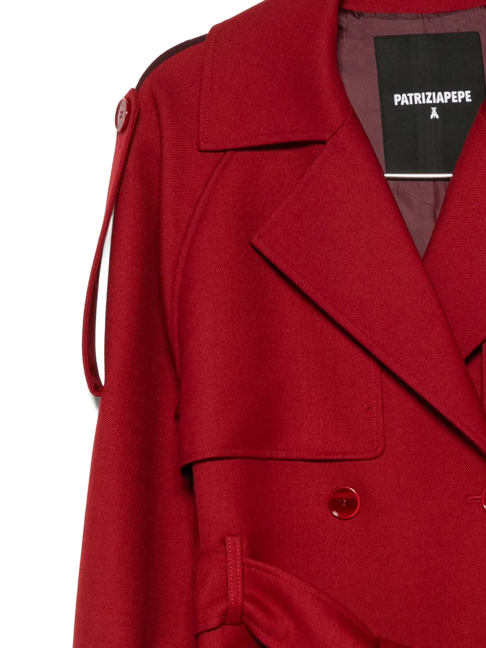 Patrizia Pepe Double-breasted Wool Trench Coat In Red