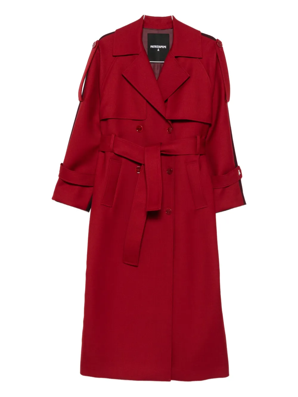 Patrizia Pepe Double-breasted Wool Trench Coat In Red