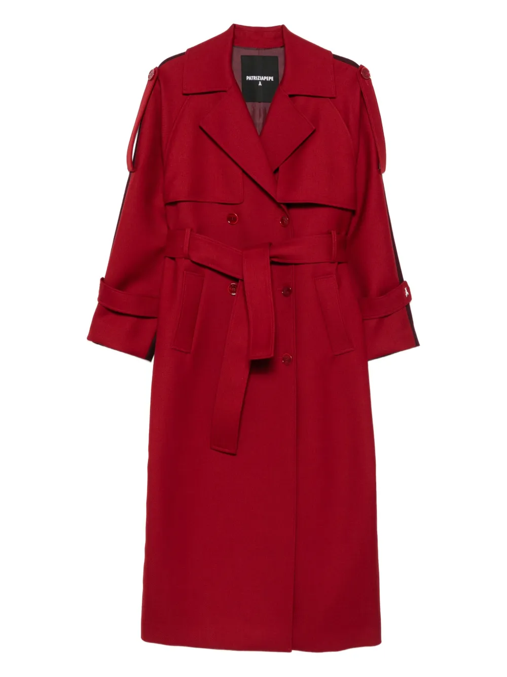 Patrizia Pepe Wollen trenchcoat met dubbele rij knopen Rood