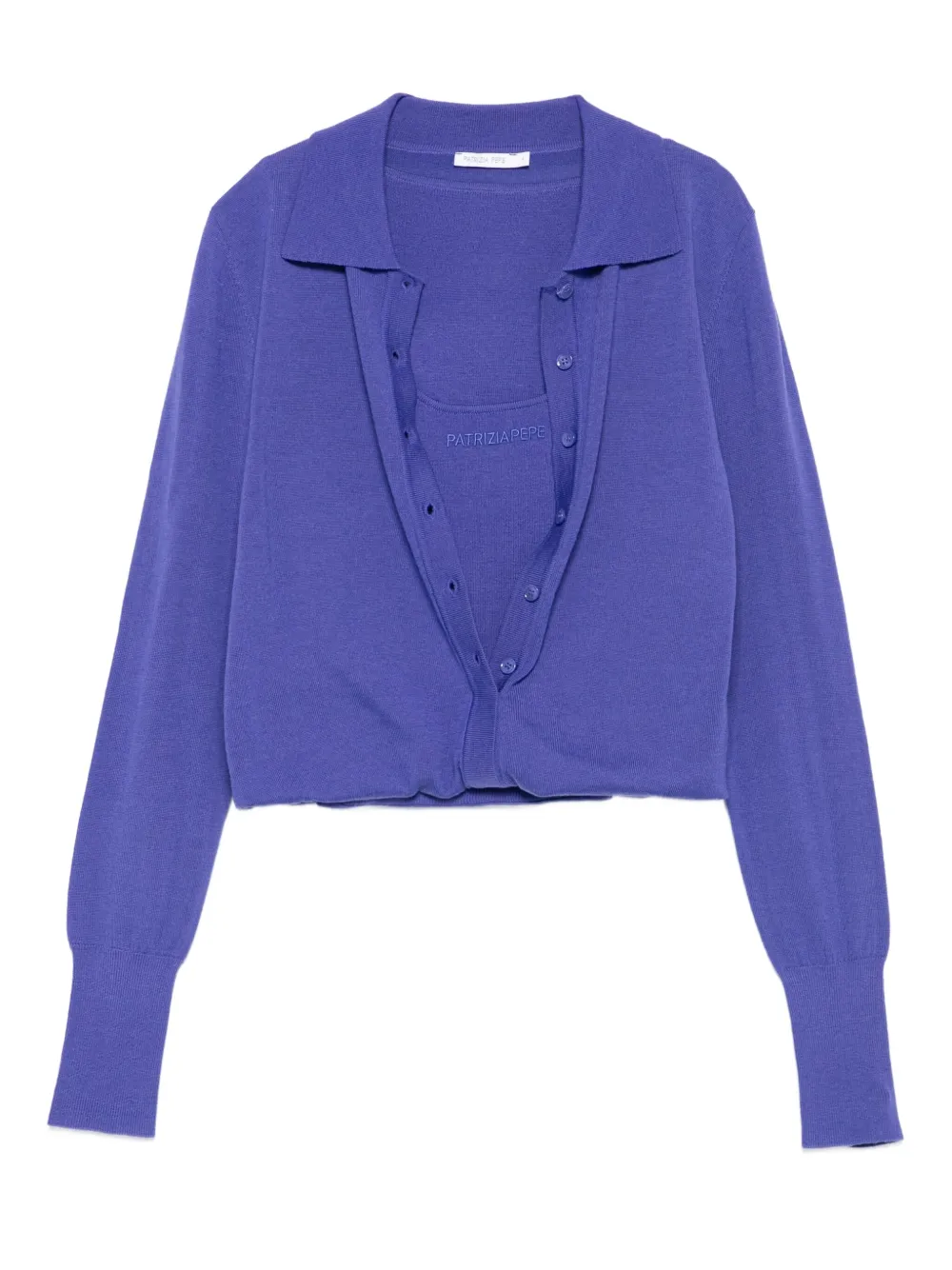 Patrizia Pepe Button-fastening Wool Cardigan In Purple
