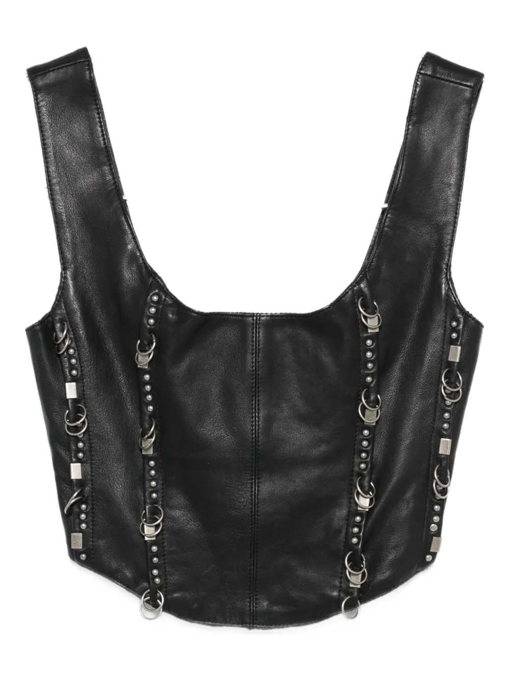 Patrizia Pepe Studded Leather Top In Black