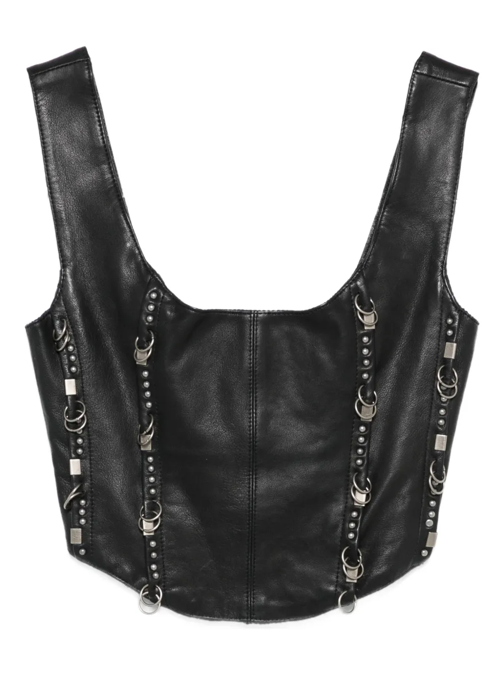 Patrizia Pepe Leren top met studs Zwart