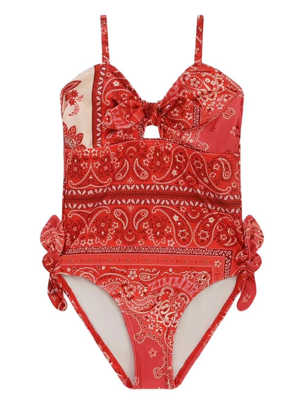 ZIMMERMANN Kids Lucky knot-paisley swimsuit - Rosso
