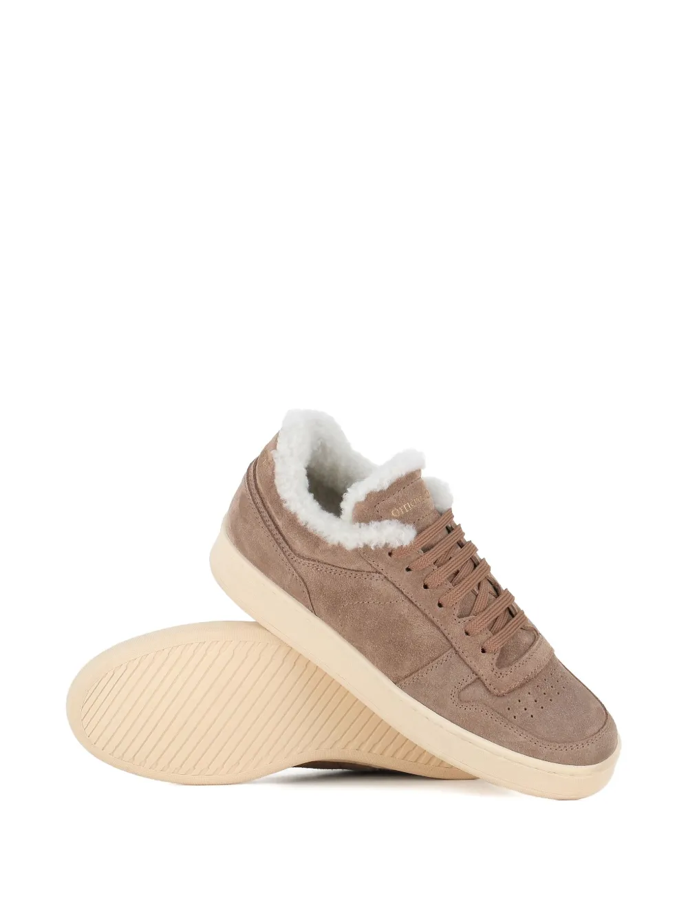 Officine Creative suede fur-lined sneakers Neutrals