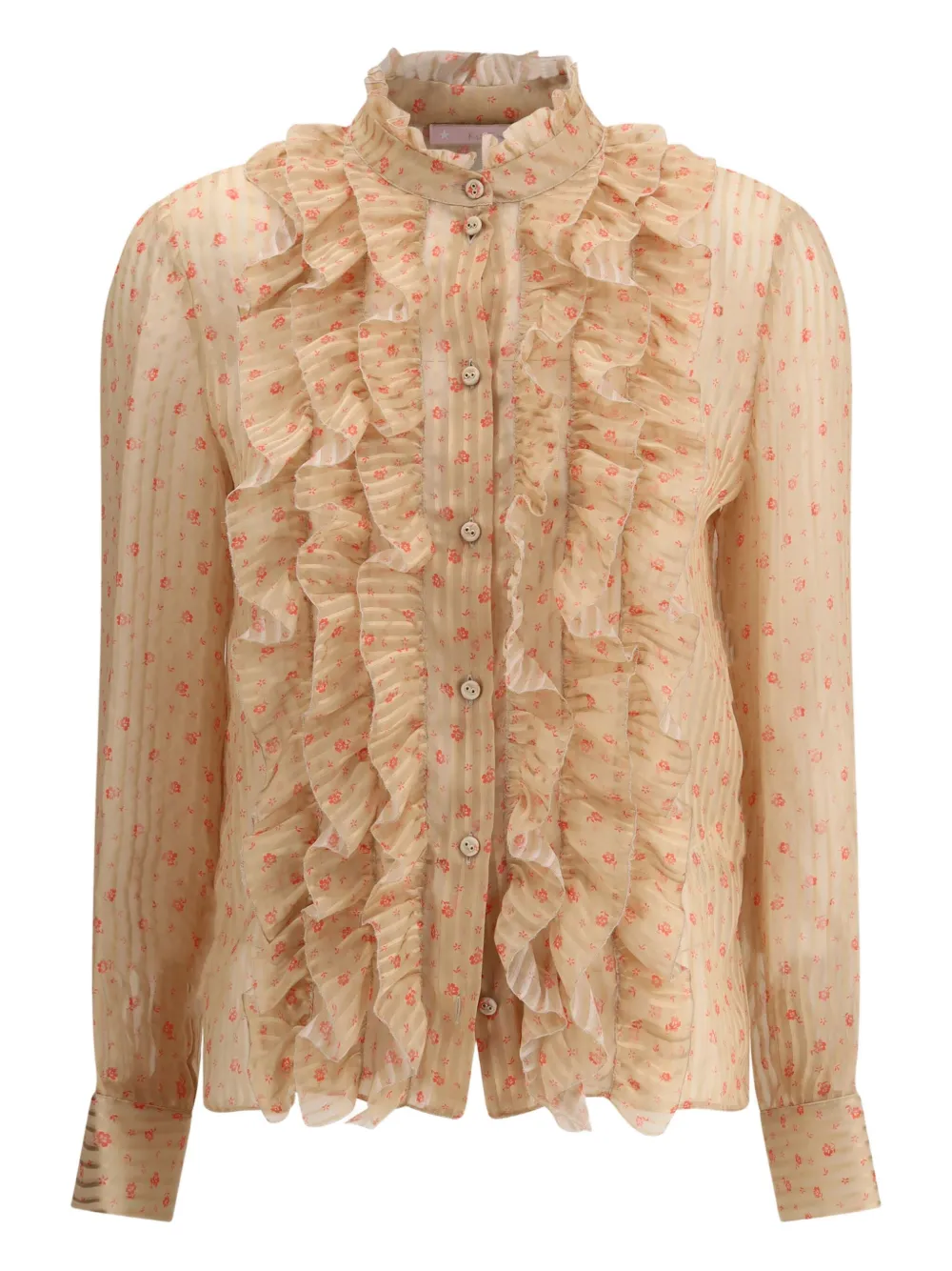 Holly floral-print ruffled shirt