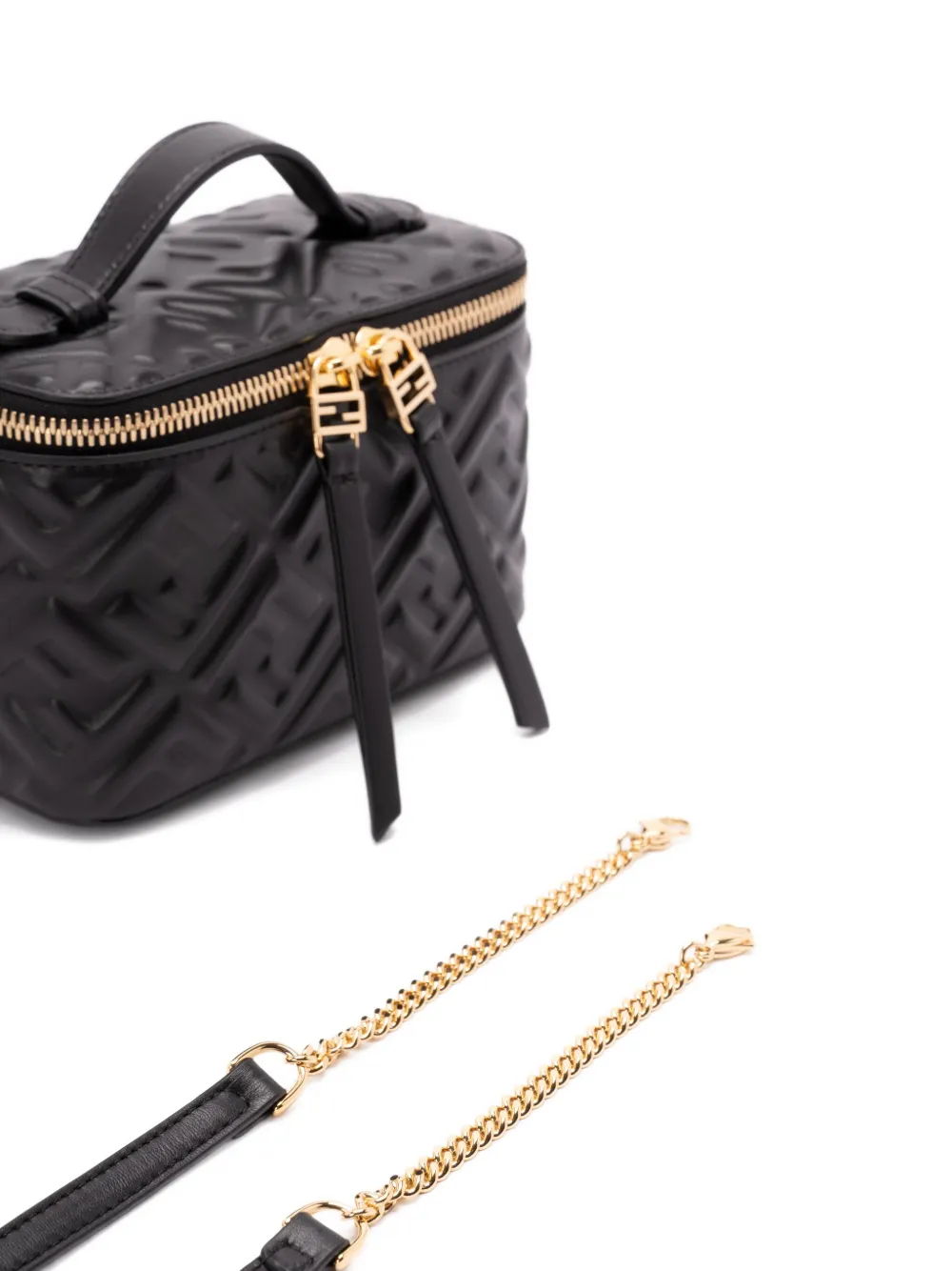 FENDI Vanity quilted leather mini crossbody bag Zwart