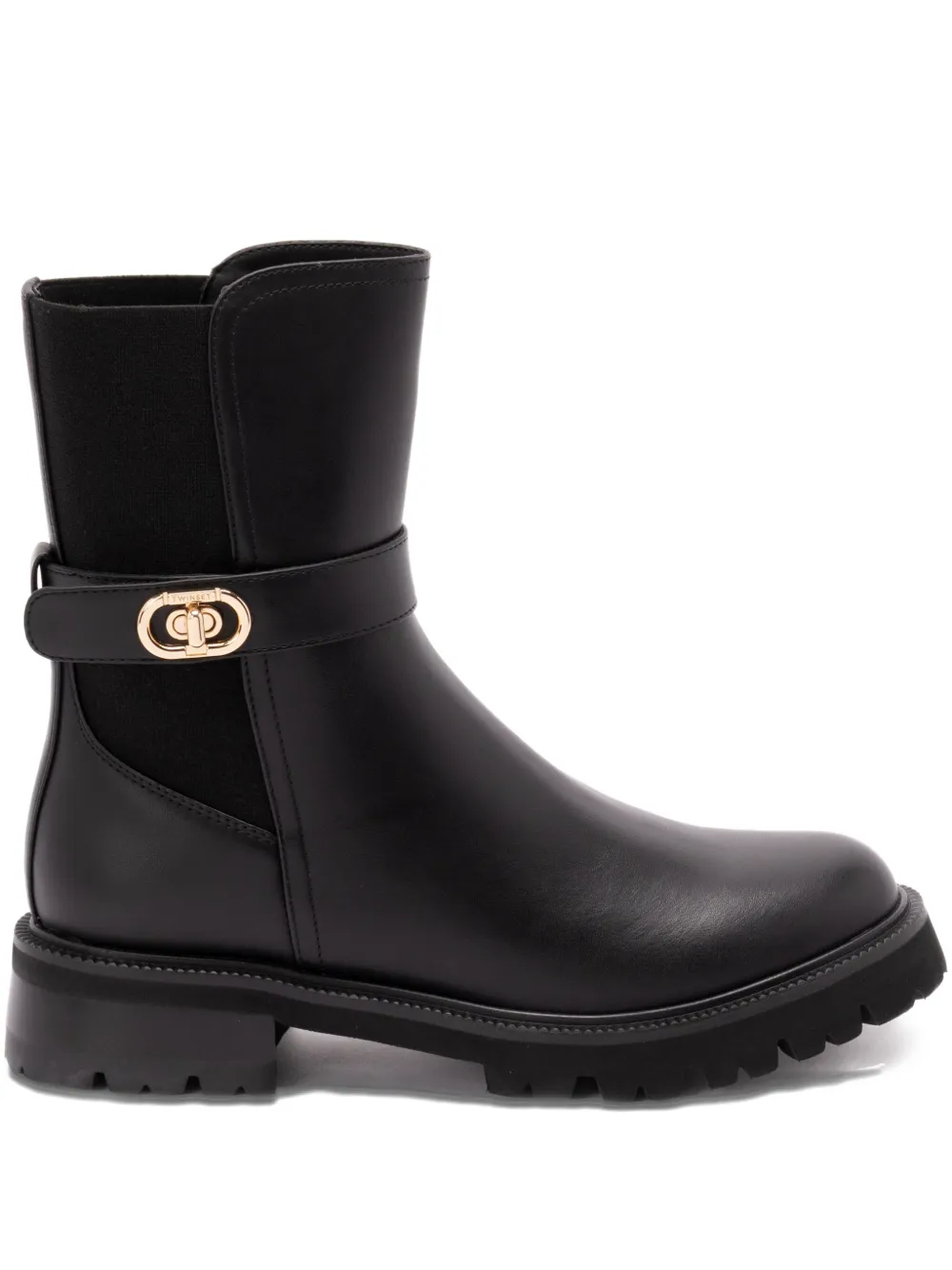 TWINSET buckle-strap leather boots Black