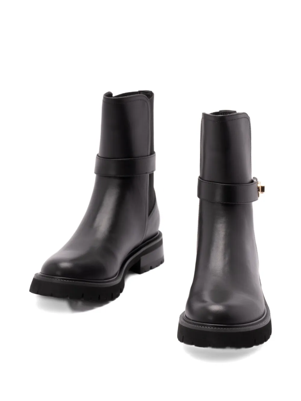 TWINSET buckle-strap leather boots Black