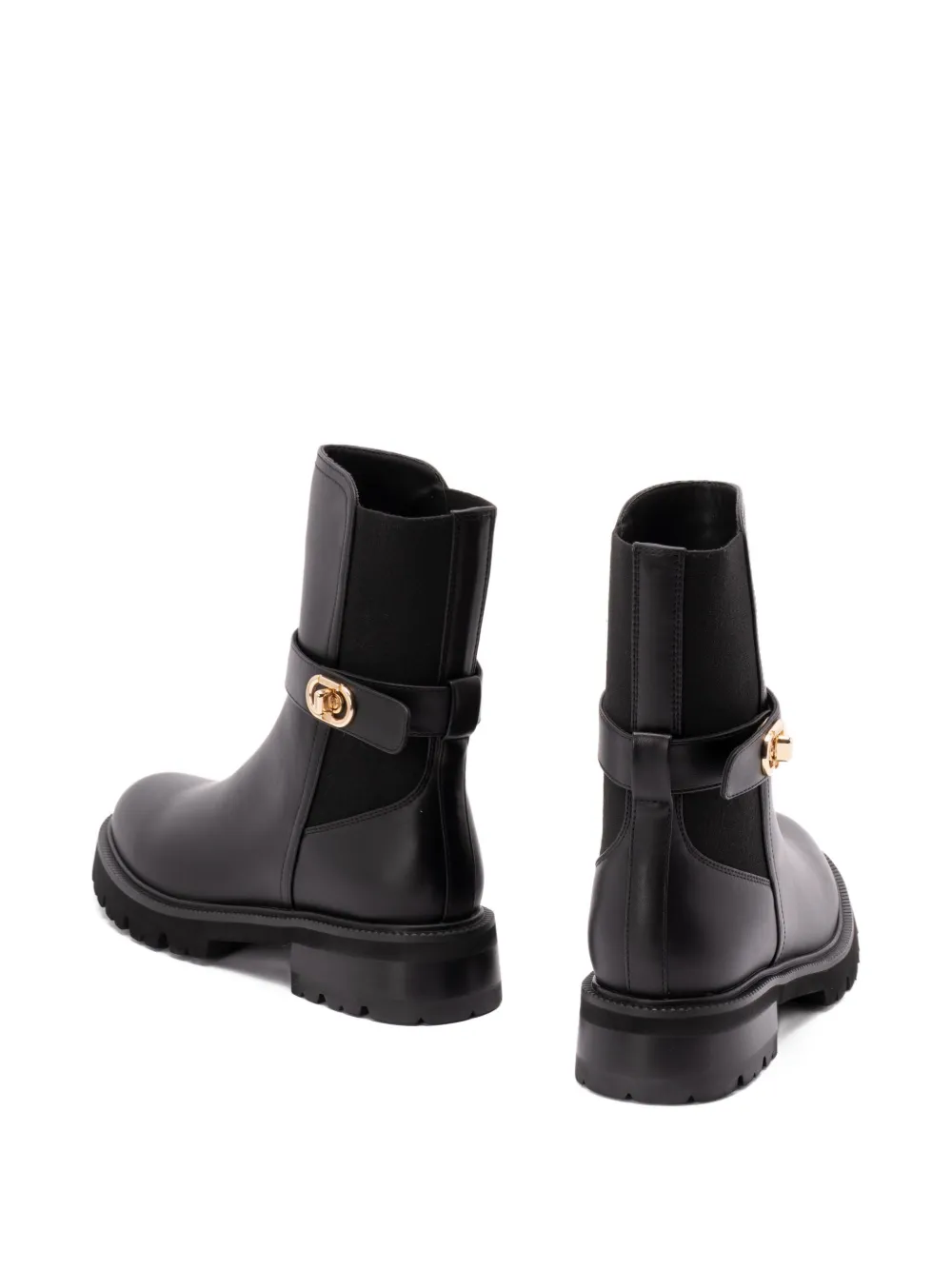 TWINSET buckle-strap leather boots Black