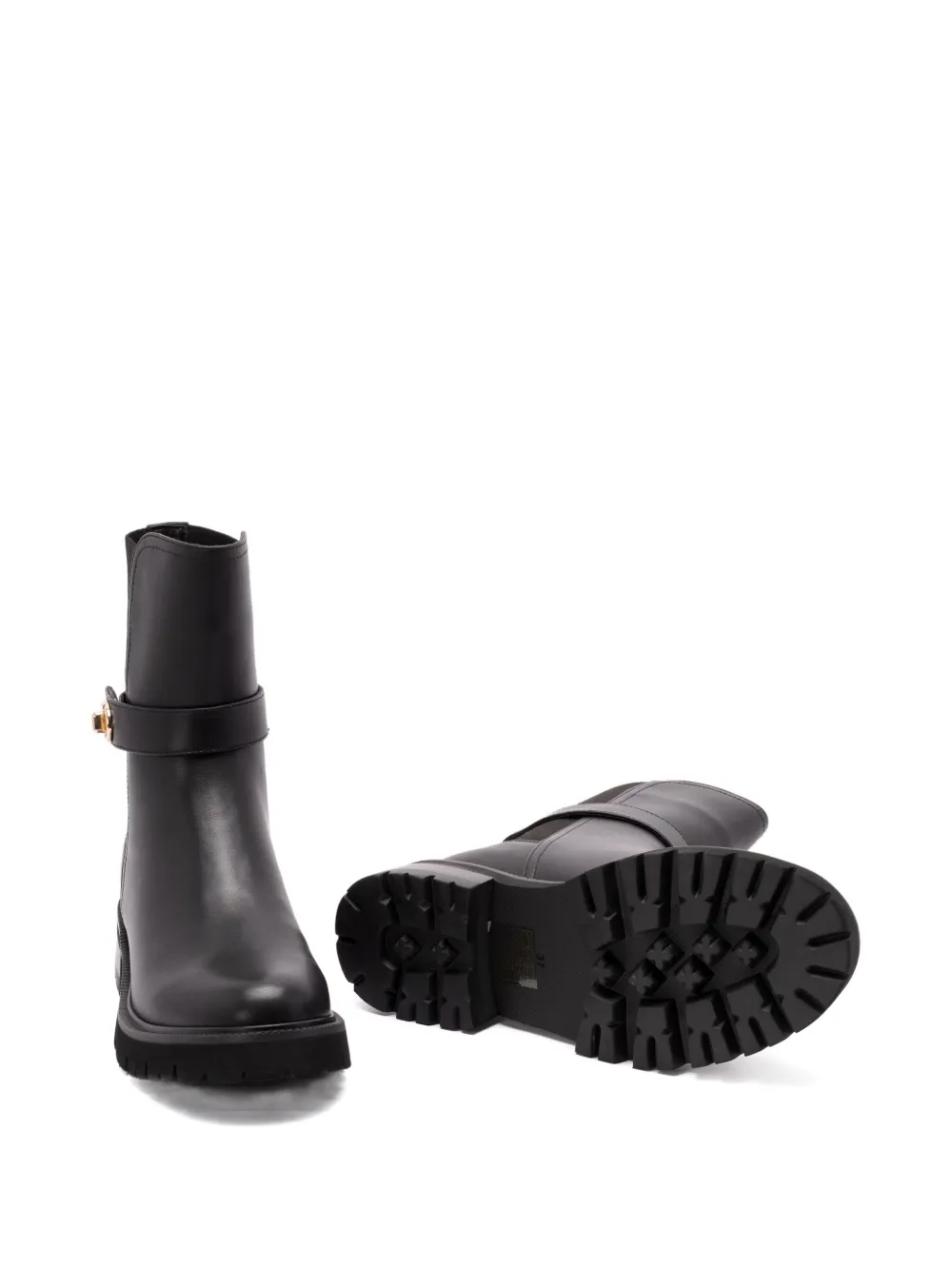 TWINSET buckle-strap leather boots Black