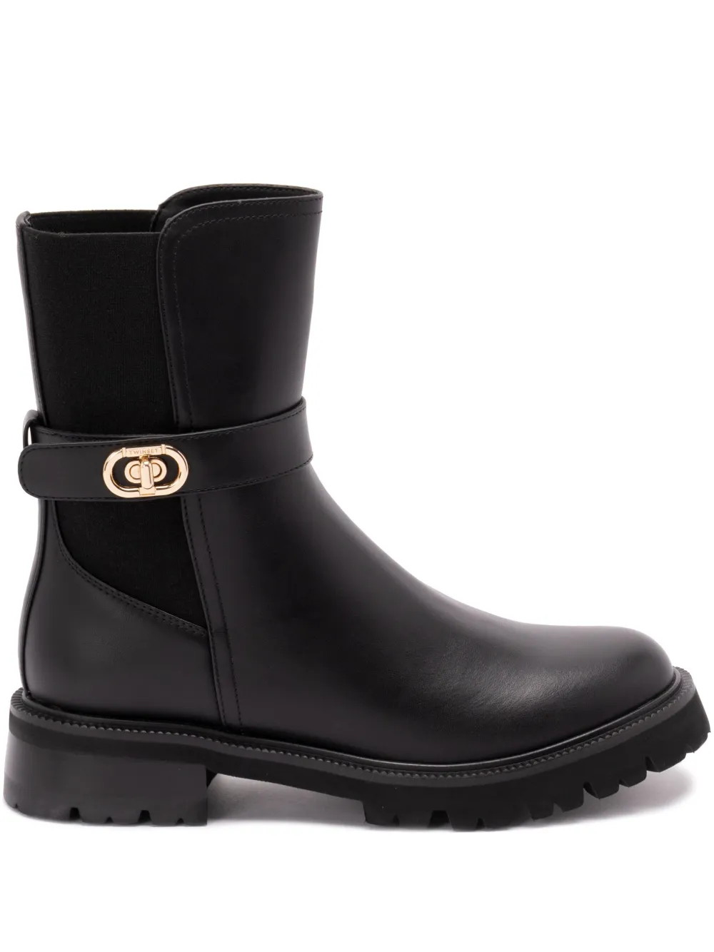 TWINSET buckle-strap leather boots Black