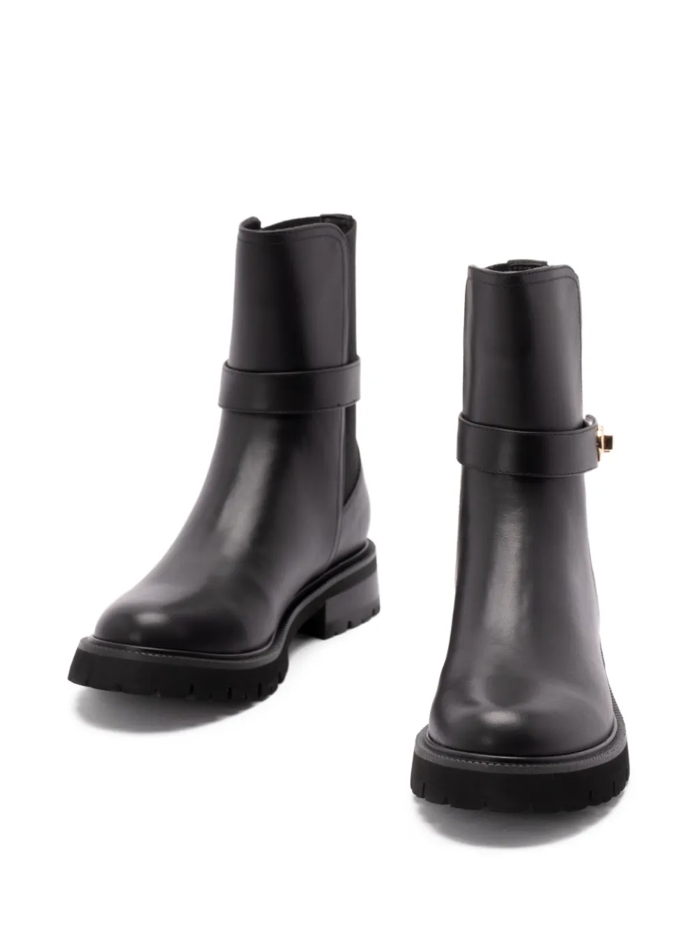 TWINSET Leren laarzen met gespband Zwart