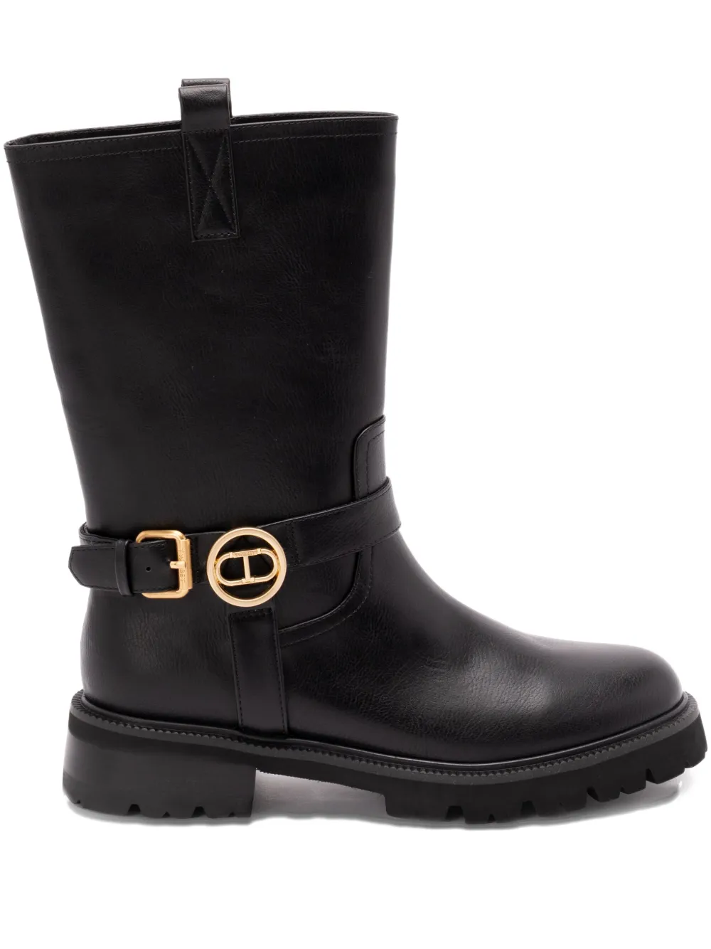 TWINSET buckle-embellished leather boots Black