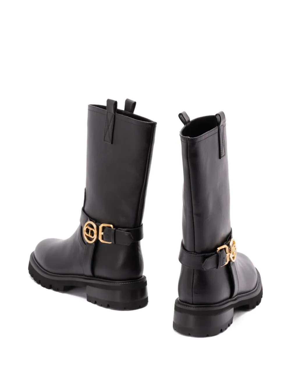 TWINSET buckle-embellished leather boots Black