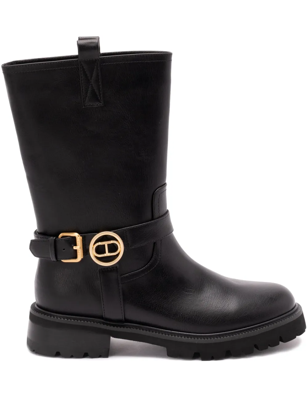 TWINSET buckle-embellished leather boots Black
