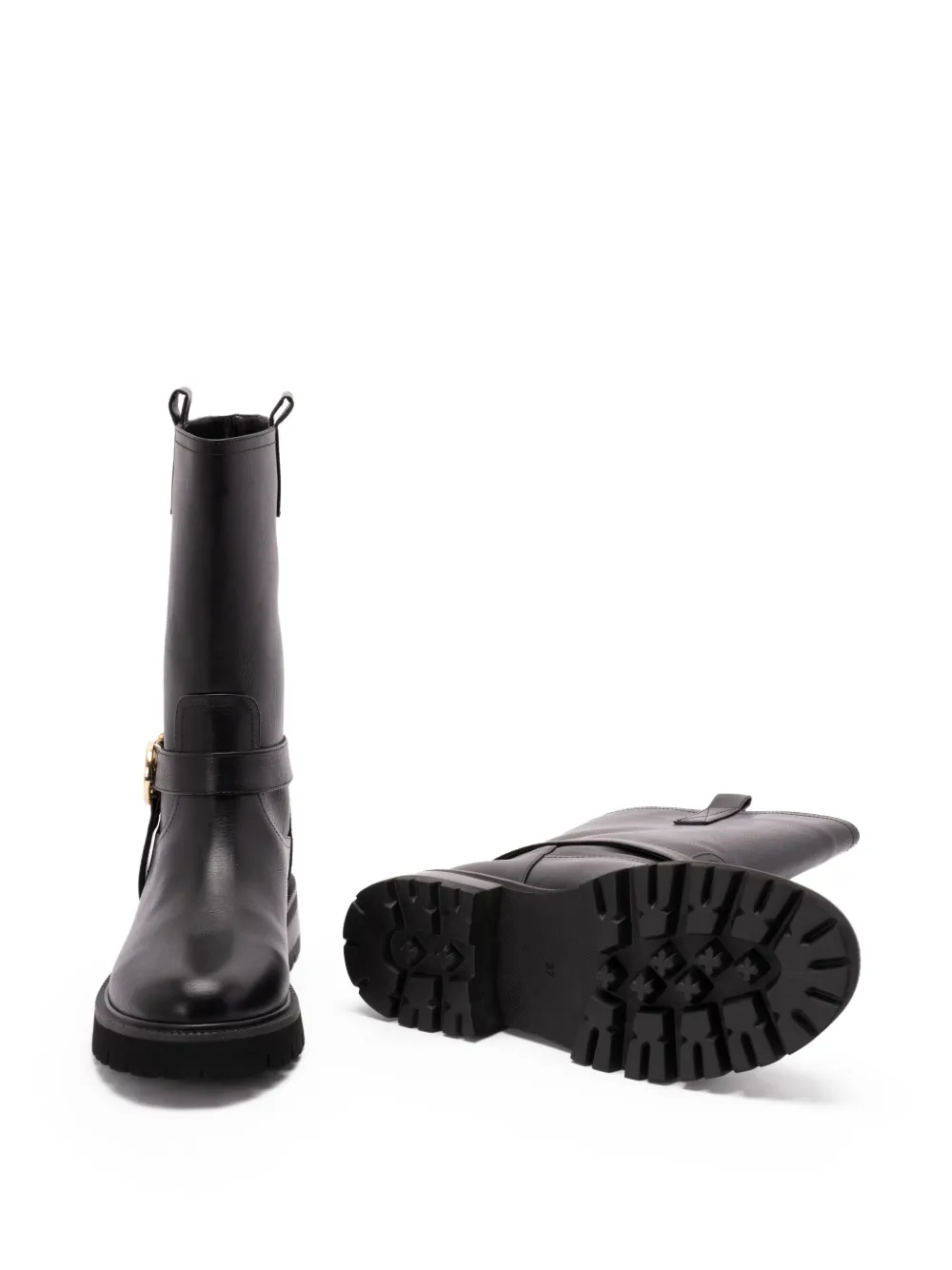 TWINSET buckle-embellished leather boots Black