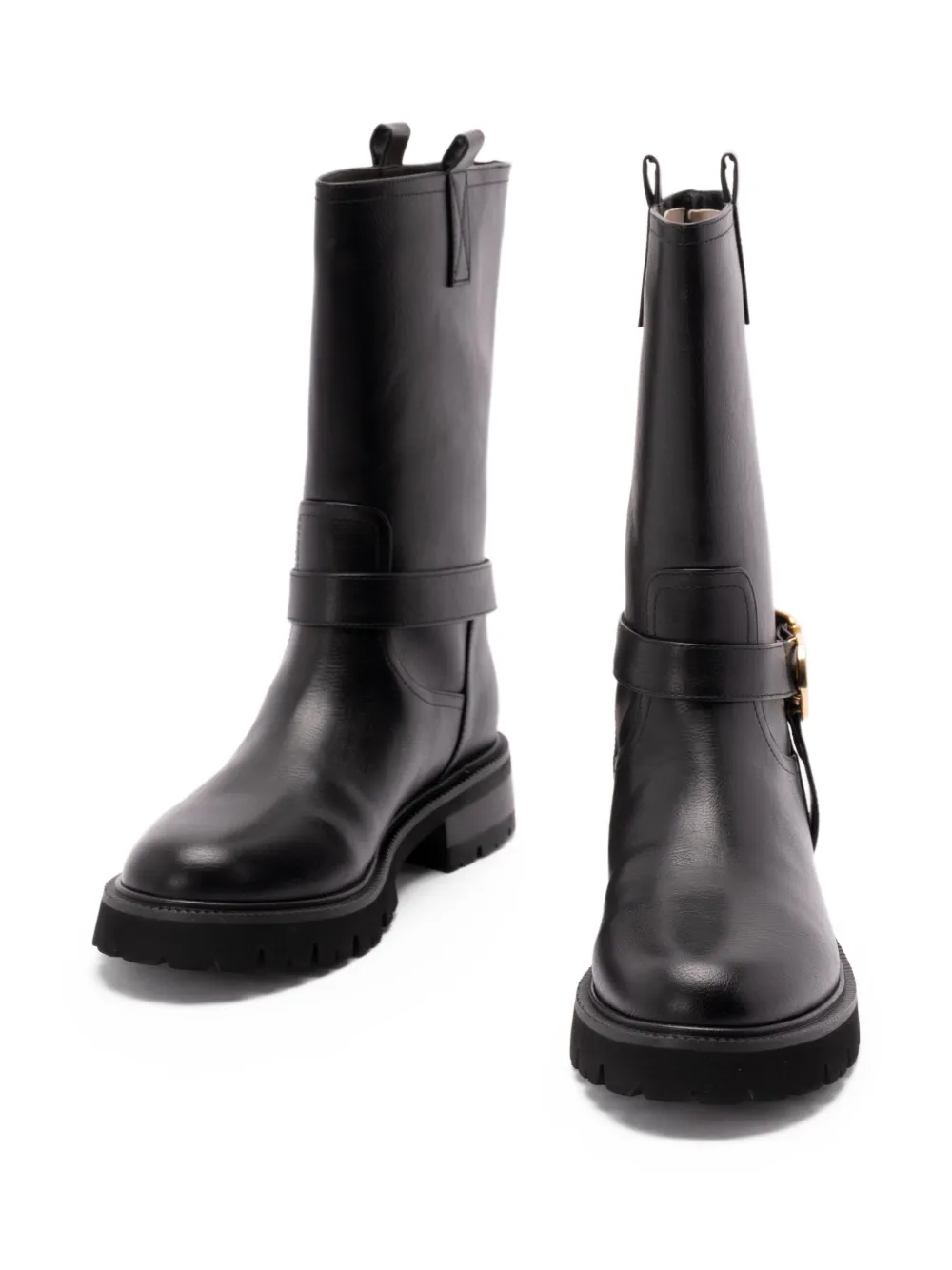 TWINSET buckle-embellished leather boots Black