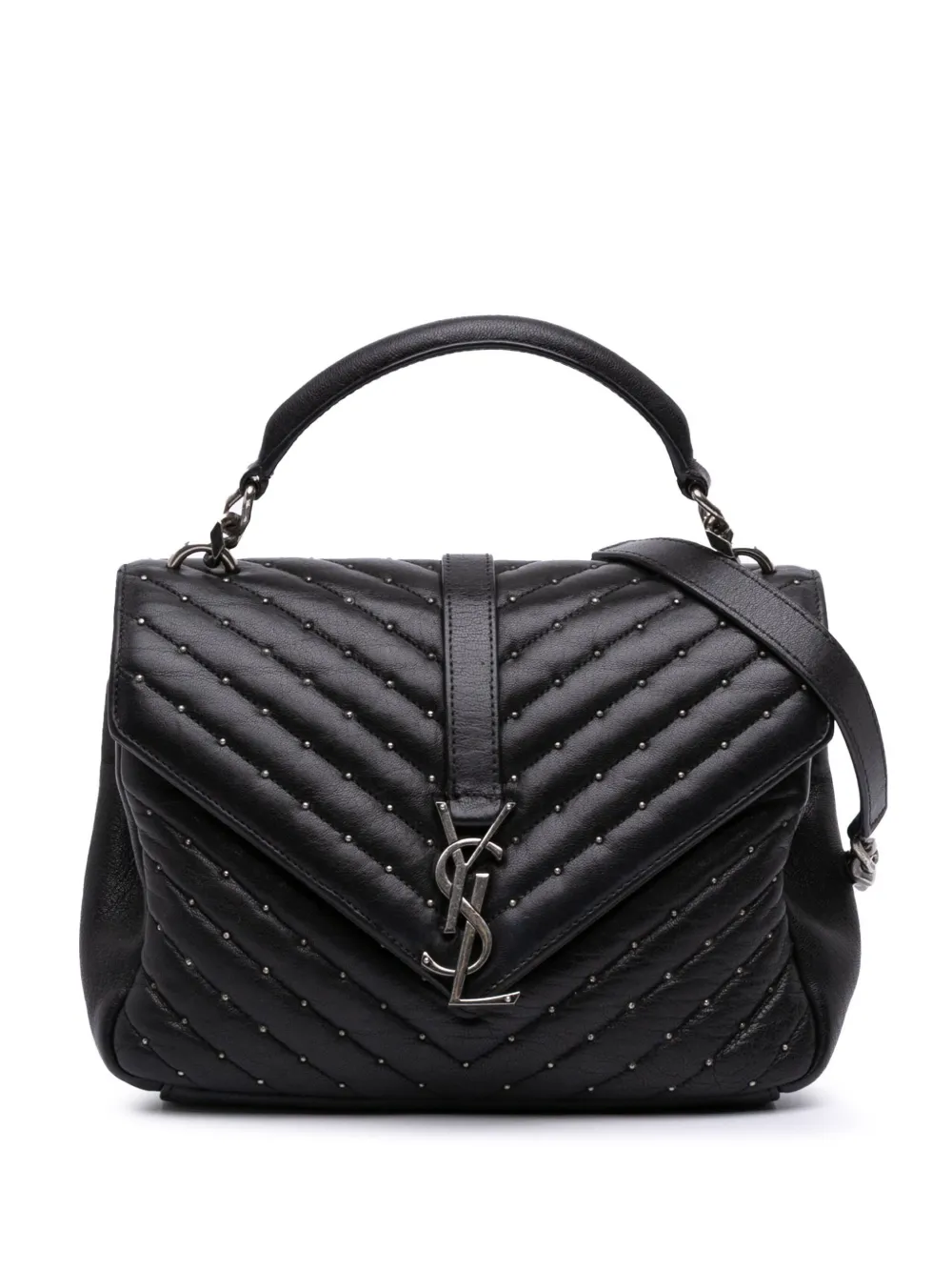 2016 Medium Chevron Studded Lambskin Monogram College satchel