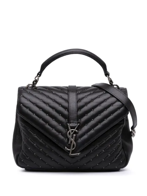Saint Laurent Pre-Owned 2016 Medium Chevron Studded Lambskin Monogram College satchel