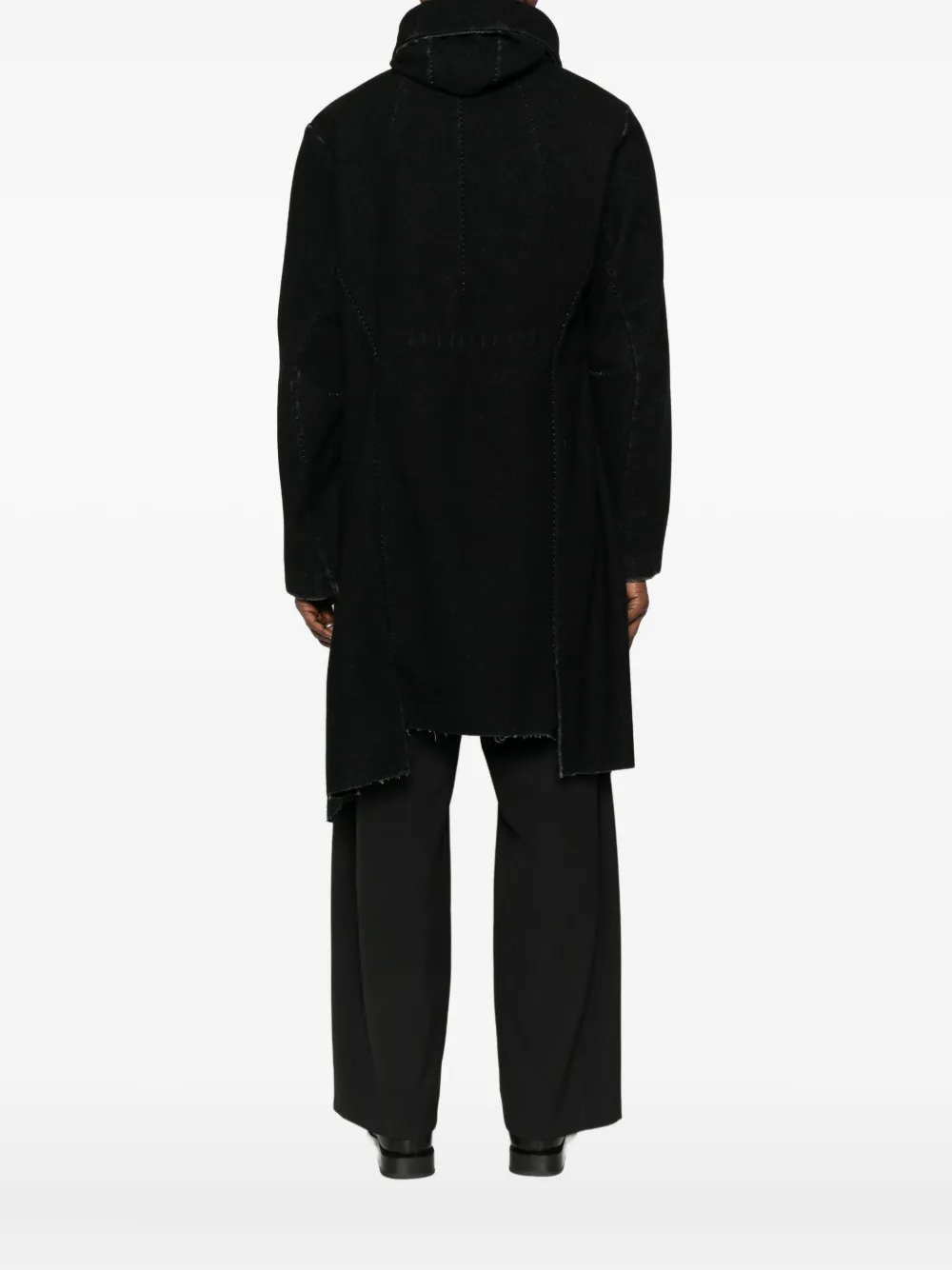 Masnada Hooded Button-fastening Coat In Black