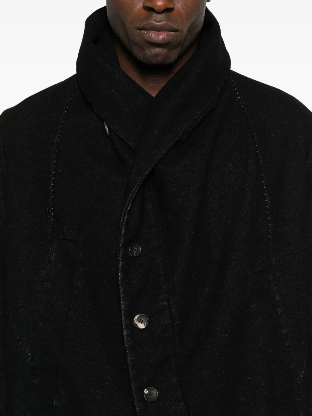 Masnada Hooded Button-fastening Coat In Black