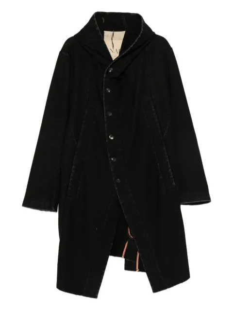 Masnada hooded button-fastening coat