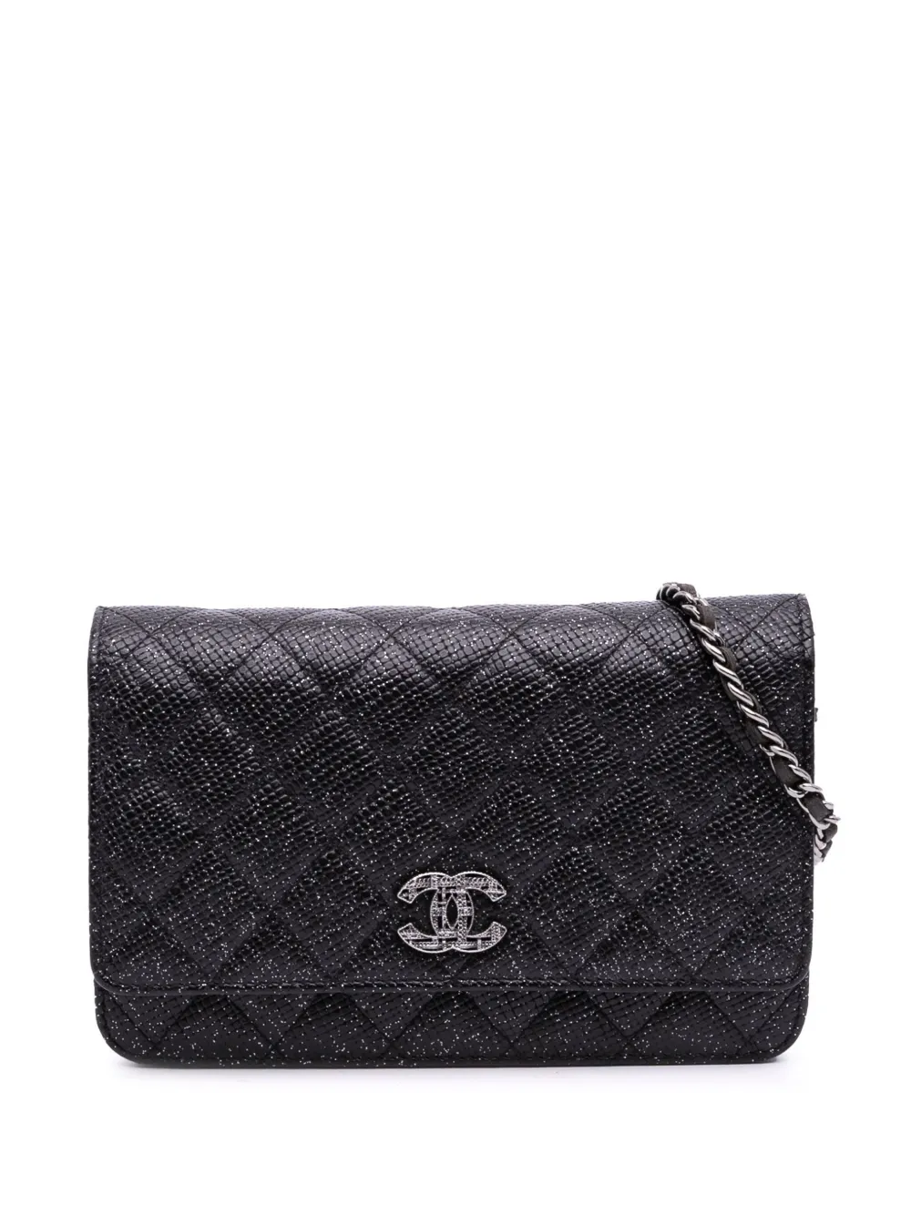 2013-2014 CC Quilted Glittered Calfskin Wallet On Chain crossbody bag