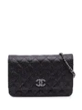 CHANEL Pre-Owned 2013-2014 CC Quilted Glittered Calfskin Wallet On Chain crossbody bag - Black