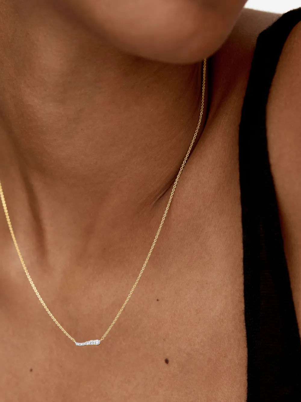 Monica Vinader Halskettingen verfraaid met diamanten - Goud