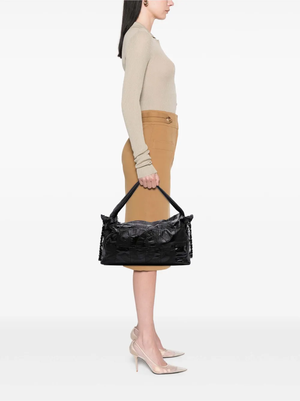 CHANEL Pre-Owned 2006-2008 Lambskin and Patent Brooklyn Patchwork hobo bag | Pre-Owned | Image 2