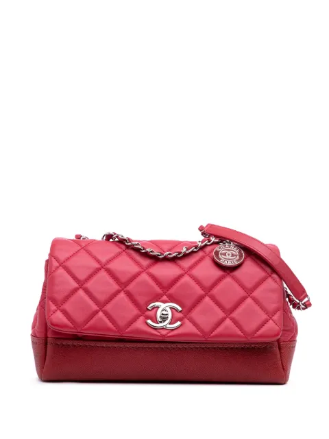 CHANEL Pre-Owned 2014 Medium Quilted Lambskin and Caviar Bi Coco Flap crossbody bag