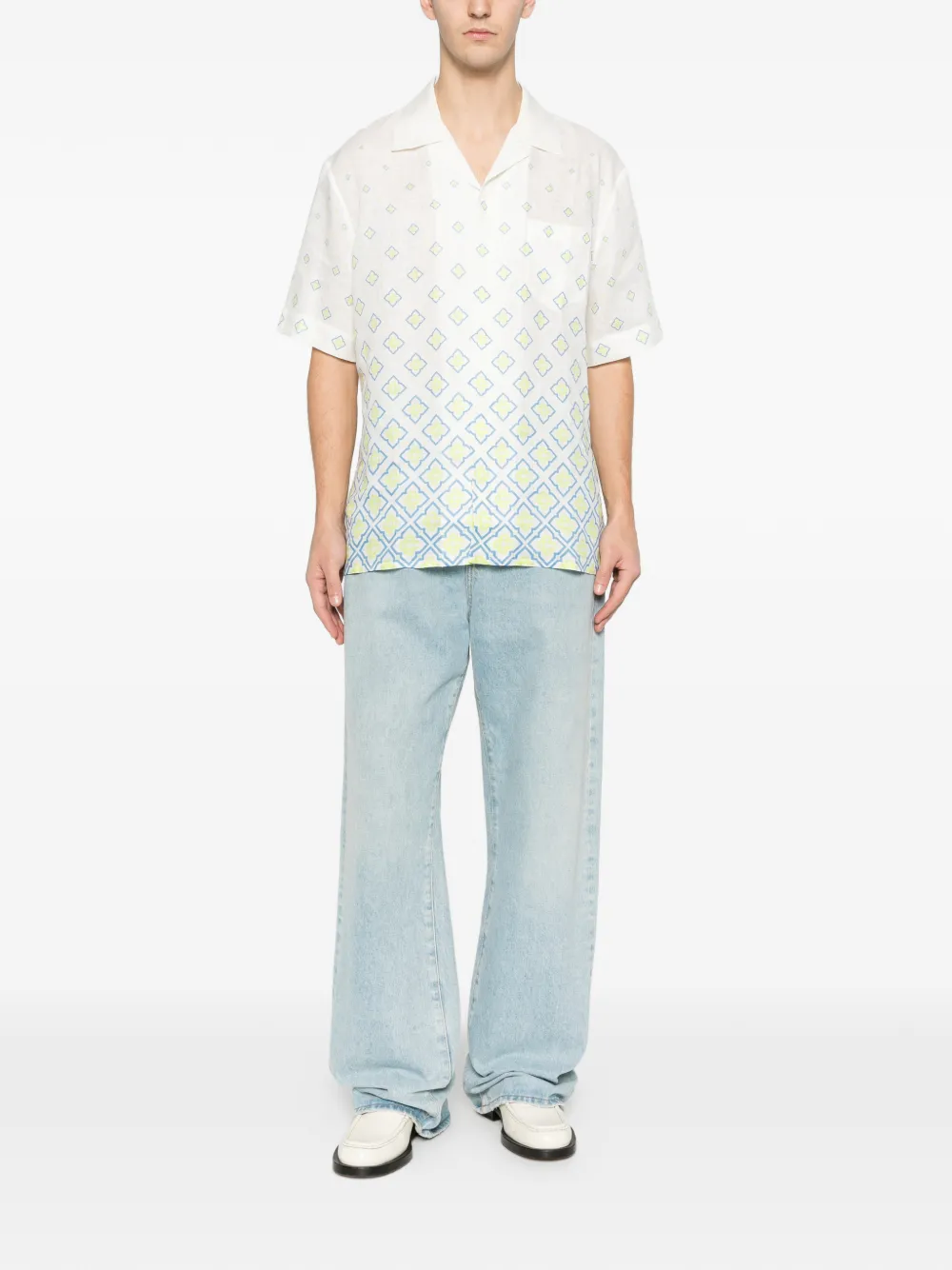 Casablanca Overhemd met monogramprint en korte mouwen - Wit