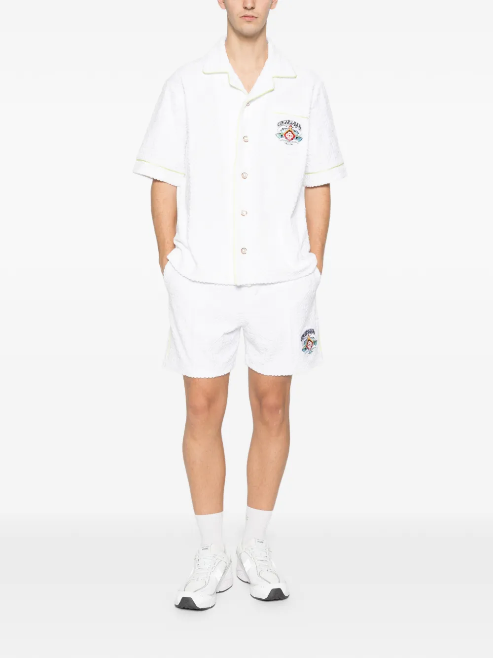 Casablanca Badstof overhemd met monogram - Wit