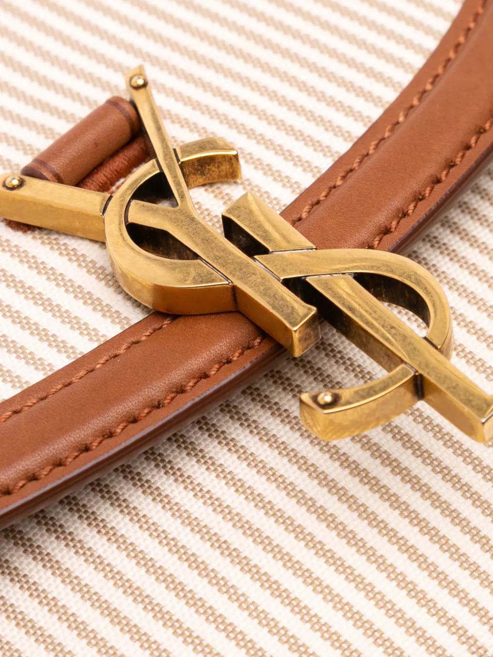 Pre-owned Saint Laurent 2023 Small Canvas Kaia Crossbody Bag In Brown