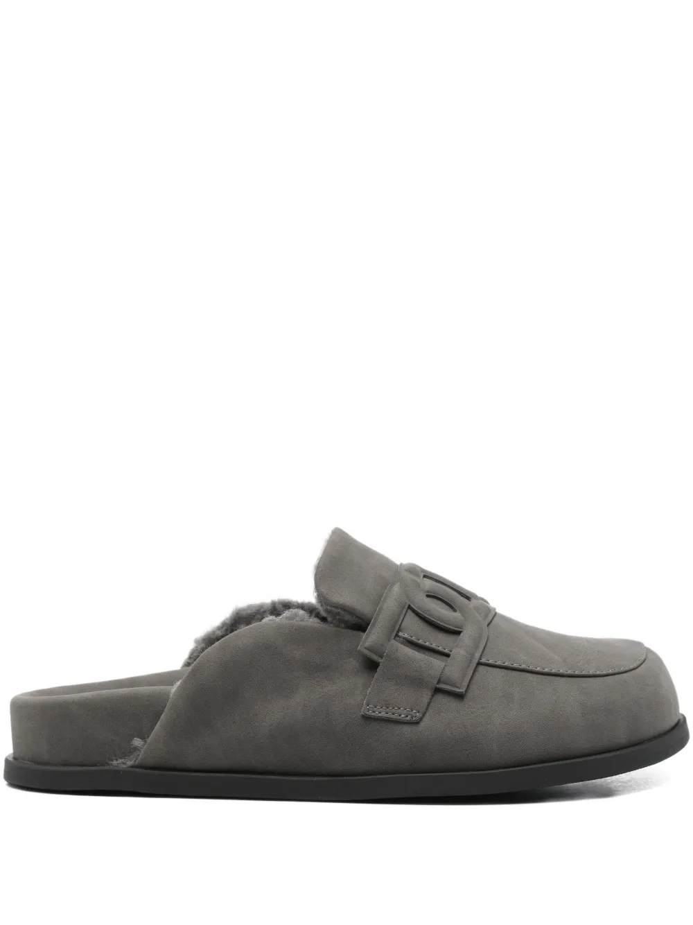 TWINSET shearling-lined buckle-detail slippers Grey