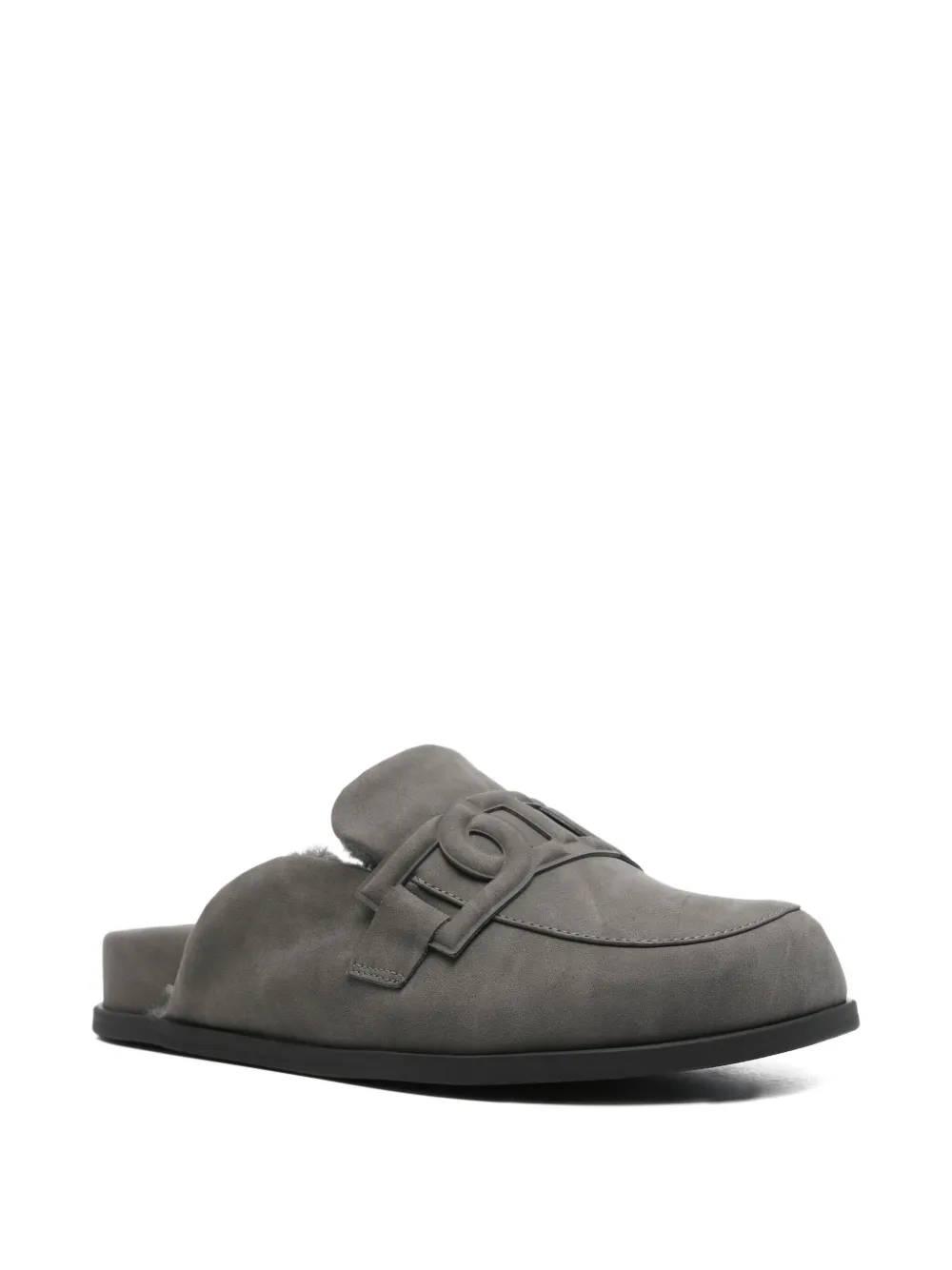 TWINSET shearling-lined buckle-detail slippers Grey