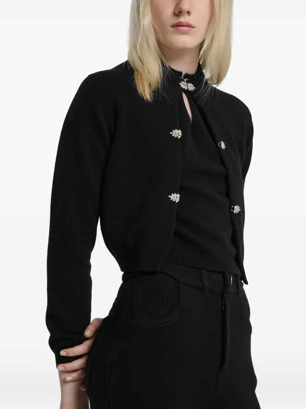 Barrie Jewel-fastening Cashmere Cardigan In Blue