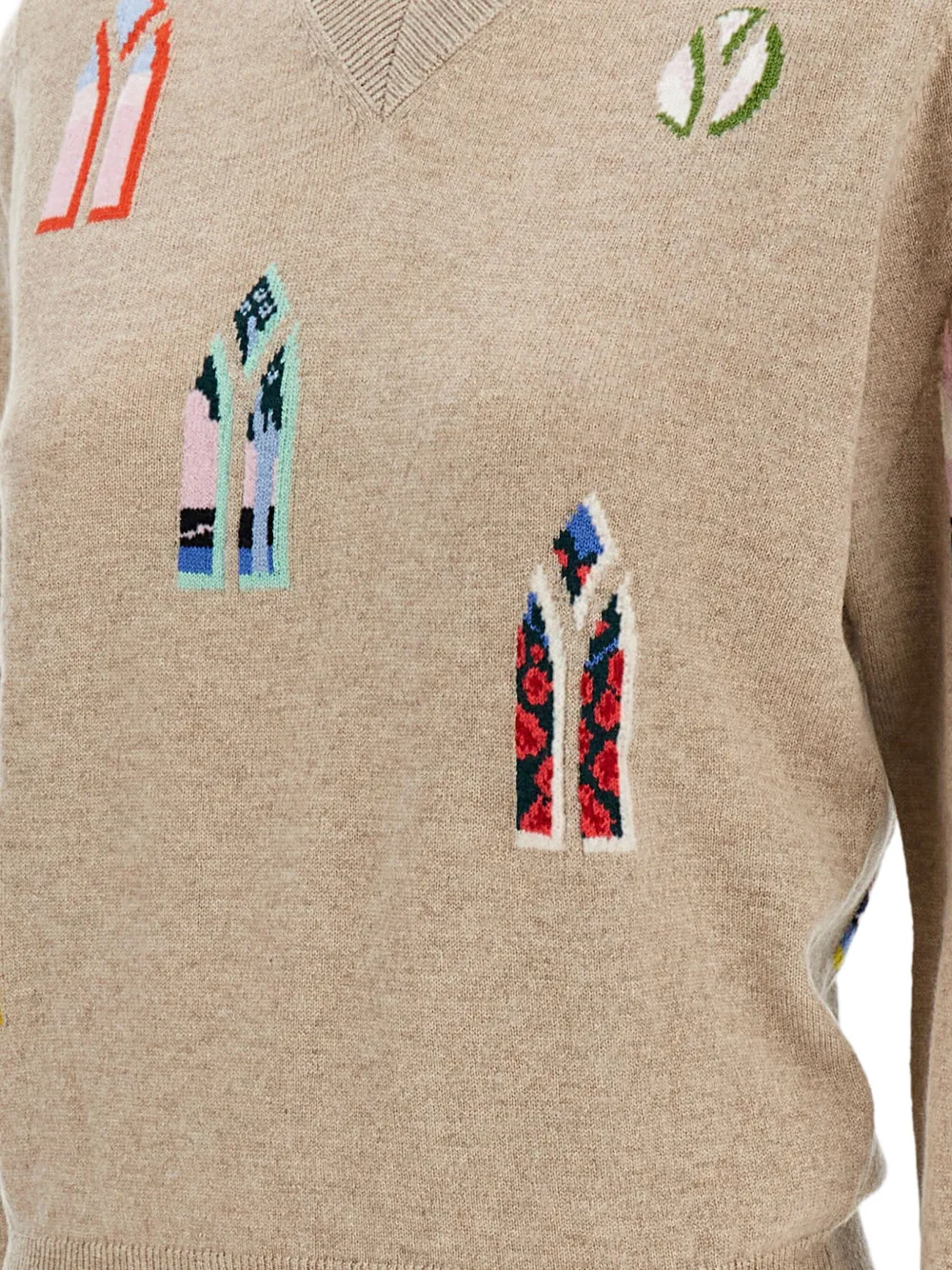 Barrie Window intarsia trui Beige