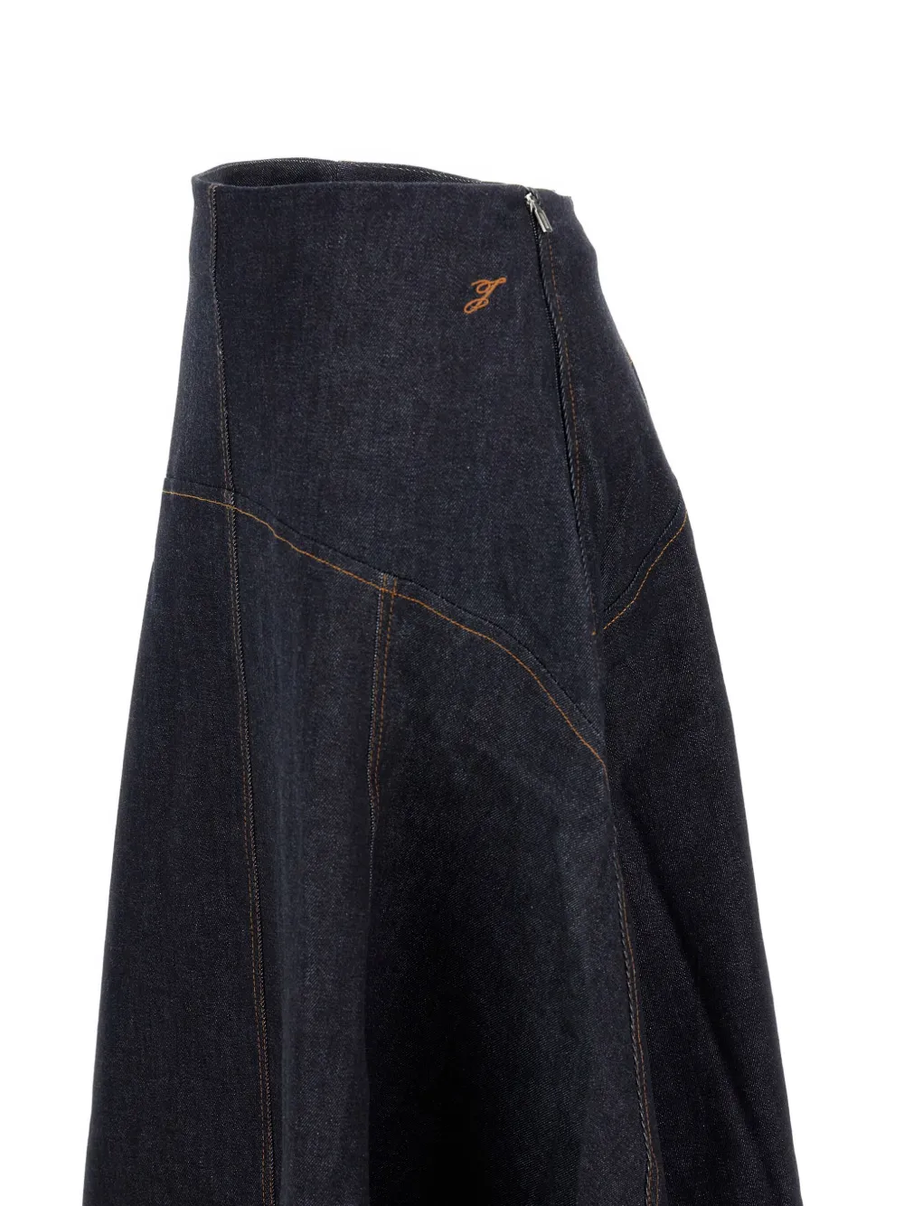 Jacquemus The Triangle de-Nîmes flared denim skirt Blauw