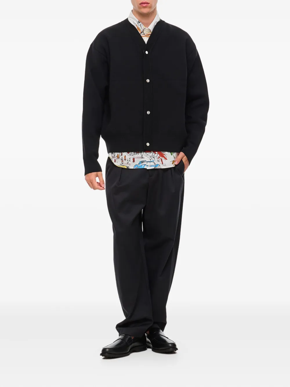Jacquemus V-neck ribbed cardigan Zwart