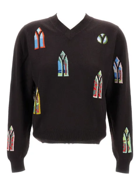 Barrie geometric V-neck sweater