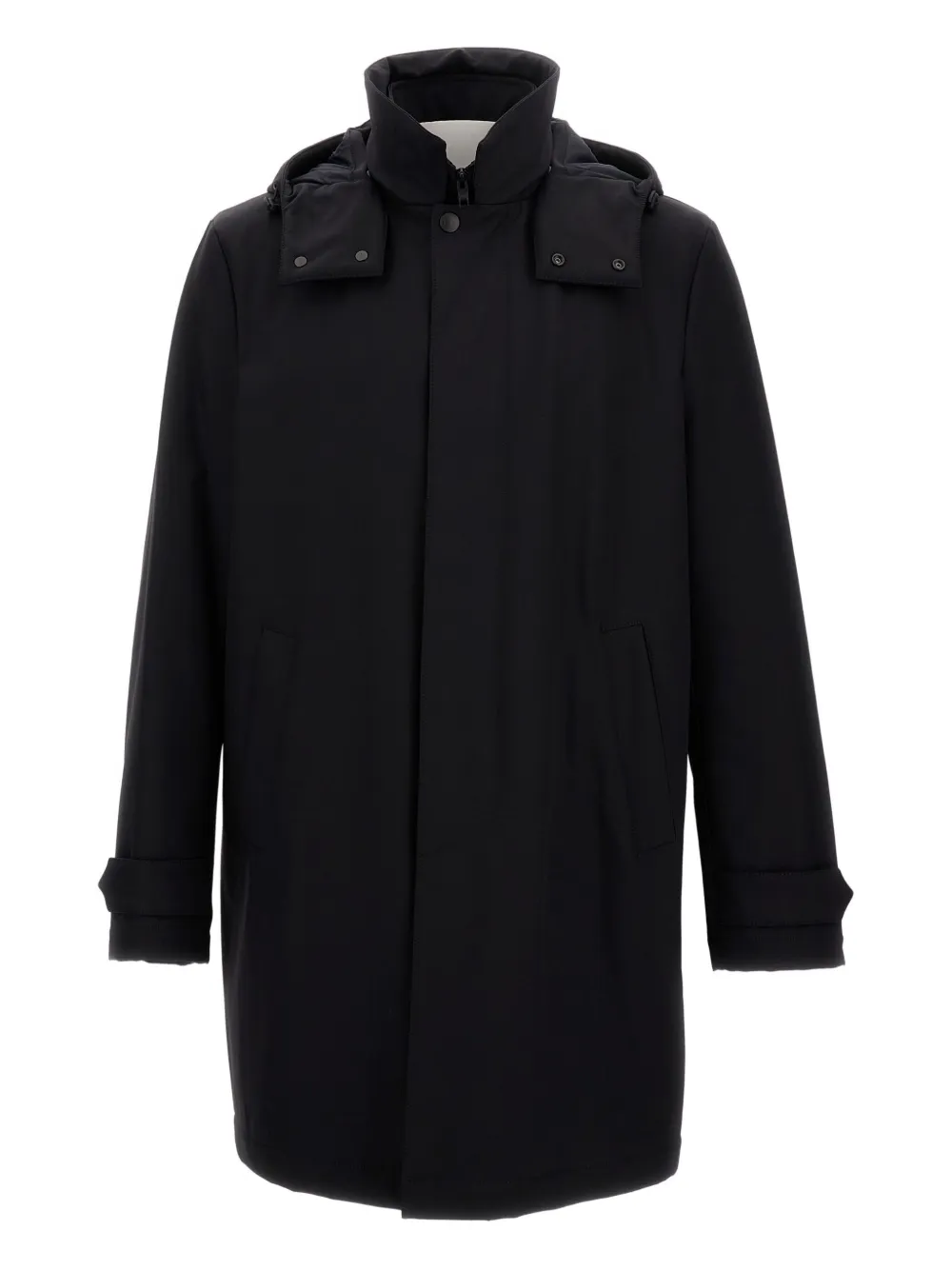Fay hooded snap-fastening parka Zwart