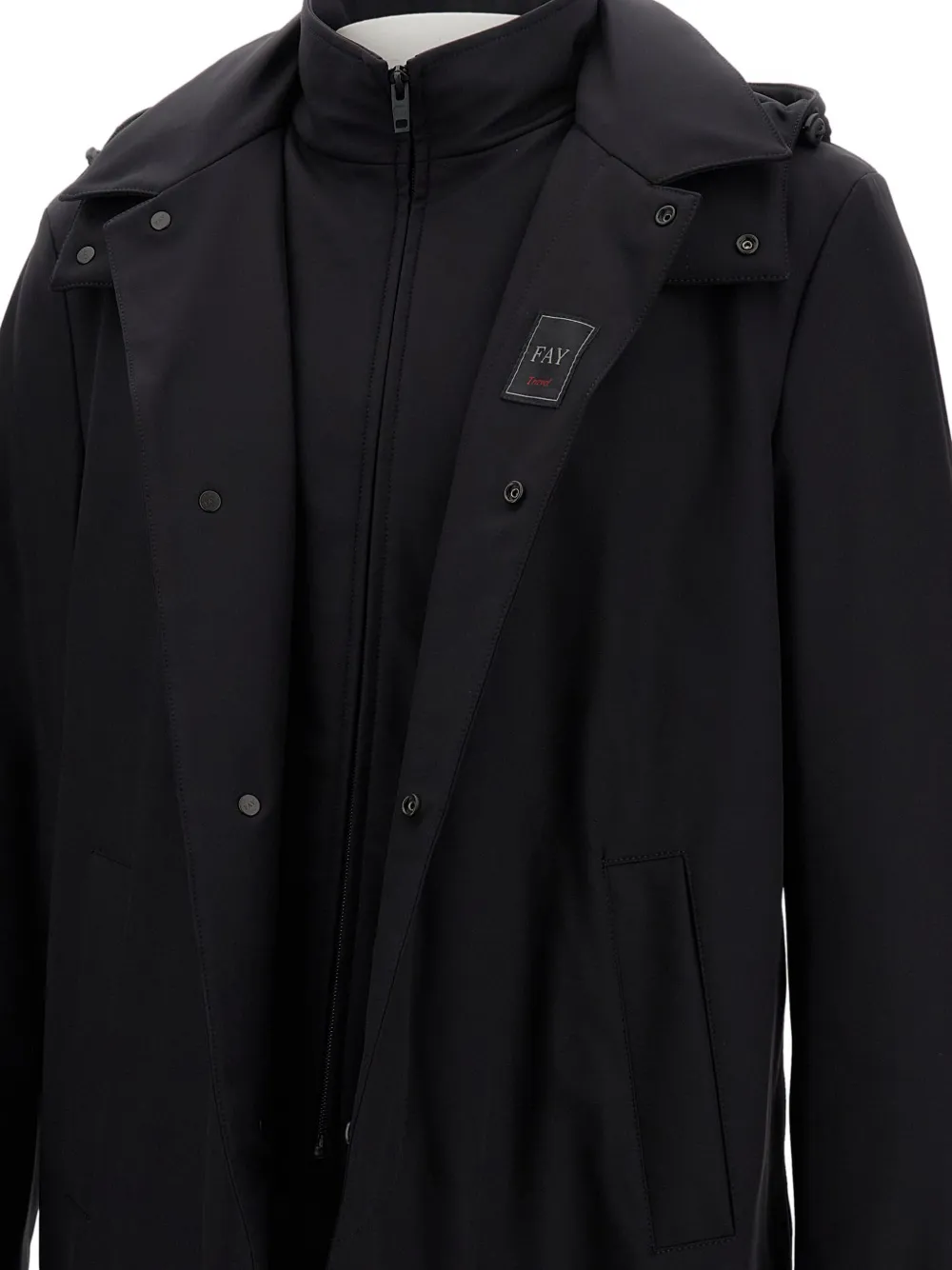 Fay hooded snap-fastening parka Zwart