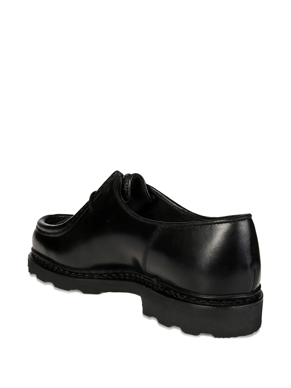 Paraboot Calf Leather Flat Shoes With Lace-up Closure In Black