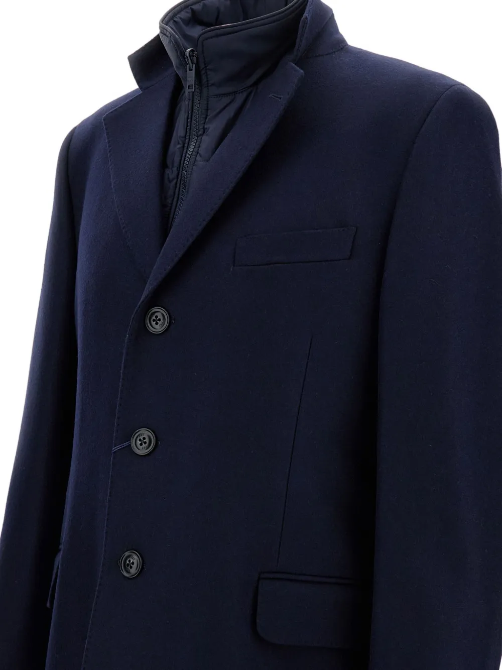 Fay three-button detachable-collar coat Blauw