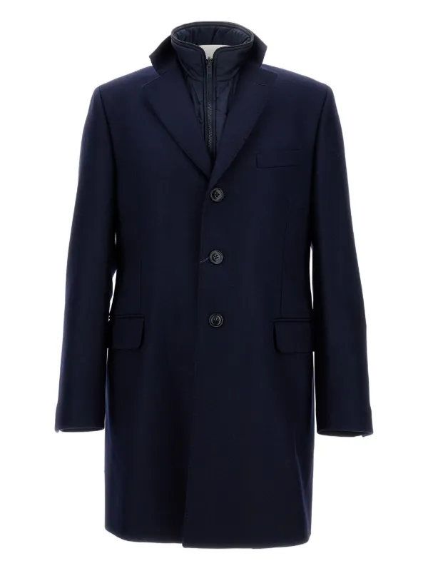 Fay メンズコート(ネイビー) Fay デタッチャブルカラーコート | ブルー | FARFETCH JP
