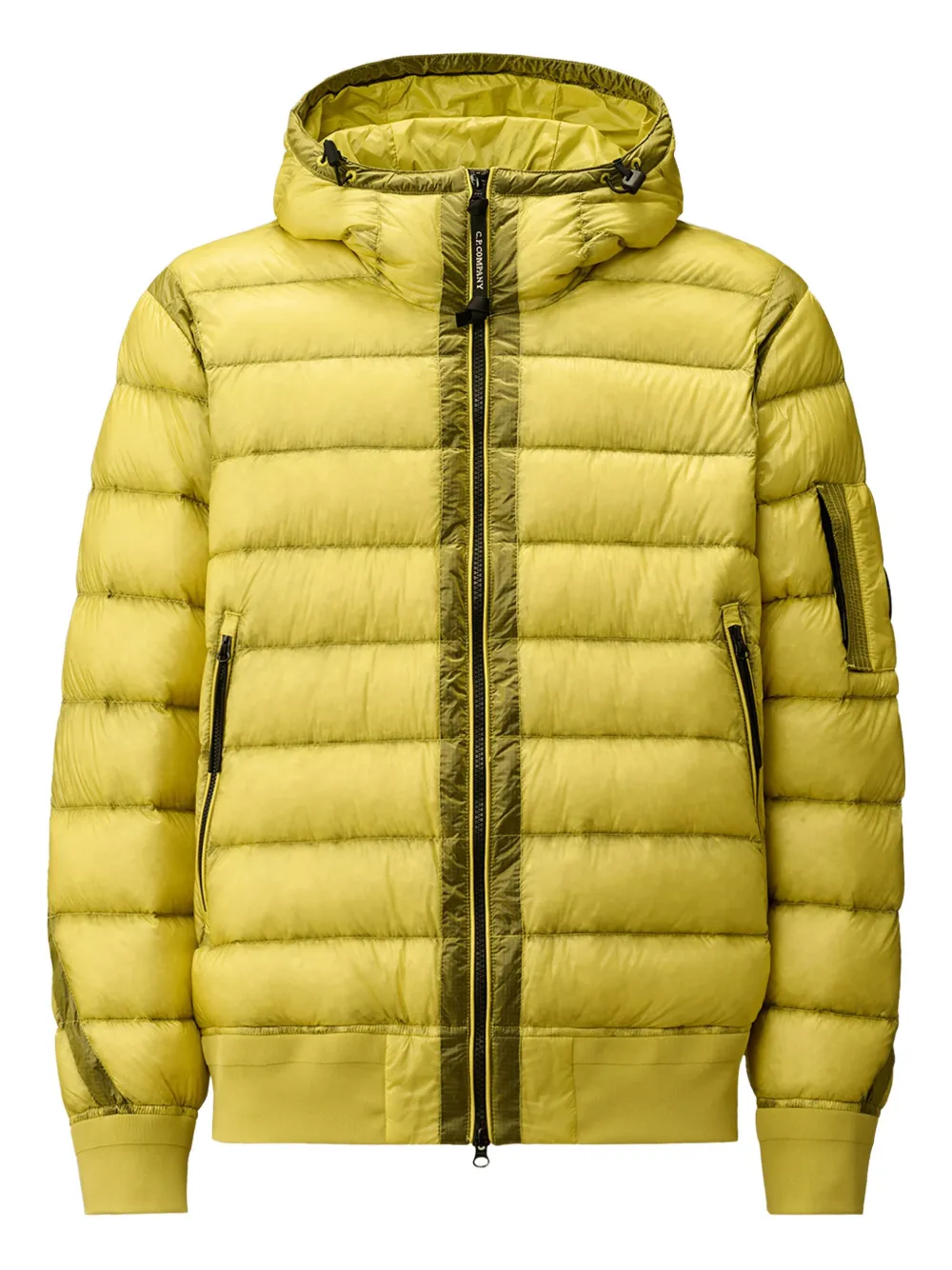 lens-detail hooded down jacket