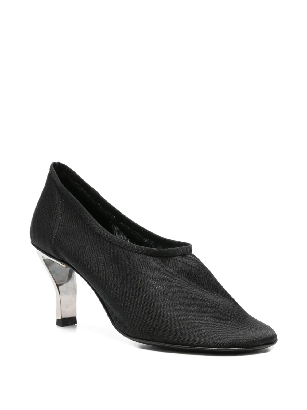 Nicole Saldaña Harper Sculpted-heel Mesh Pumps In Black